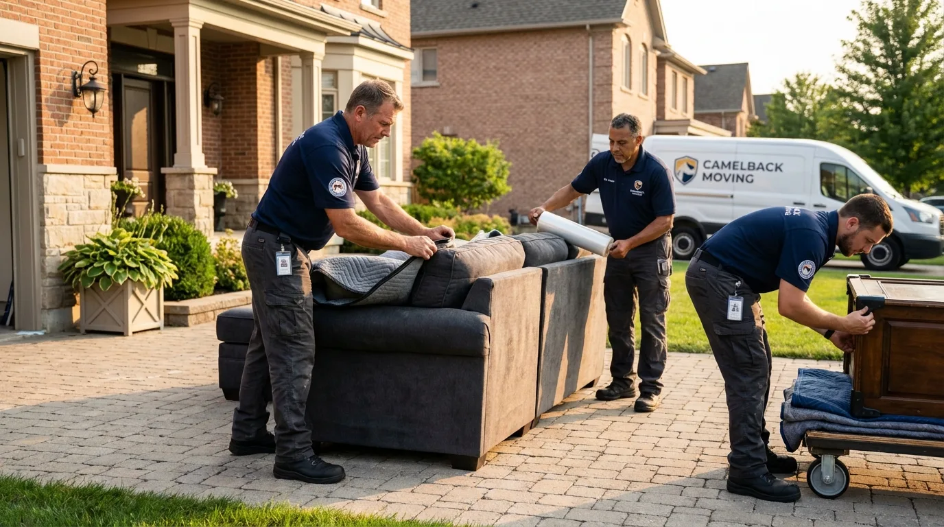 Large estate moving crew wrapping furniture in Fort Mill, SC